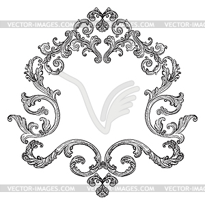 Hand drawing vintage baroque frame monochrome - vector clipart