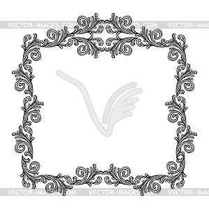 Beautiful swirl hand drawing baroque frame - vector image
