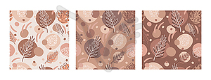 Seamless pattern with abstract leaves and spots - vector clipart