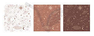 Set of seamless pattern celestial astrological - vector clipart