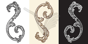 Set of hand drawing baroque design element set - vector clipart
