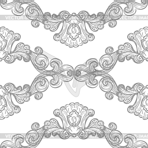 Baroque hand drawing monochrome seamless pattern - stock vector clipart