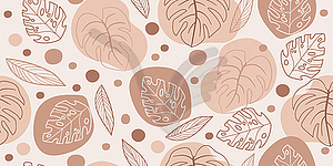 Seamless background with abstract exotic leaves - vector clip art