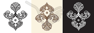 Set three baroque hand drawing design element - vector image