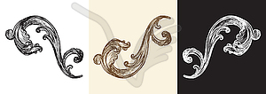 Set damask hand drawing design element - vector image