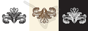 Set damask hand drawing design element graphic - royalty-free vector clipart