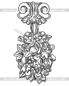 Flowers and ornament hand drawing scroll design - vector clipart