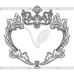 Monochrome ornate baroque floral frame - vector clipart