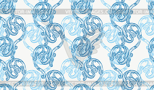 Ornate seamless antique pattern with blue ornament - vector clipart