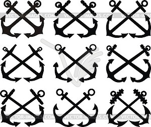 Crossed anchor set - vector EPS clipart