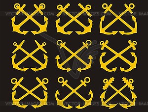 Crossed anchor set - vector image