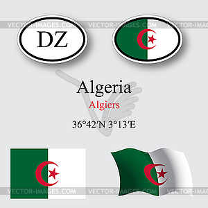 Algeria flags and icons set - vector clipart