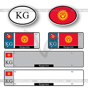 Kyrgyzstan auto set - vector clipart