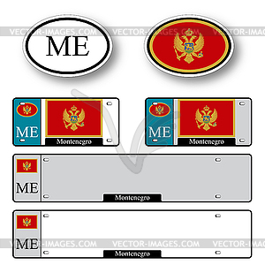 Montenegro auto set - vector image