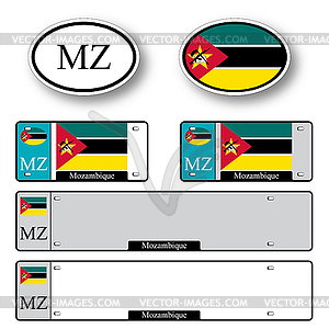 Mozambique auto set - vector clipart