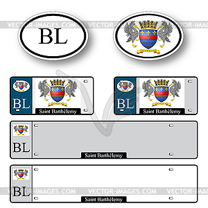 Saint barthelemy auto set - color vector clipart