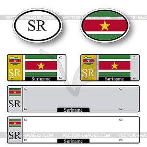 Suriname auto set - vector clip art