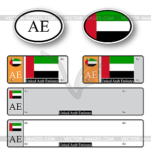 United arab emirates auto set - vector clipart