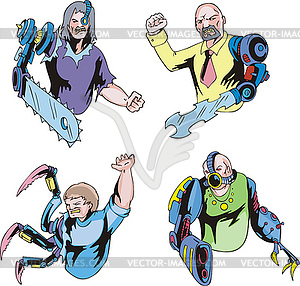 Colorful cyborgs - royalty-free vector image