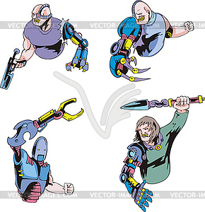 Colorful cyborgs - vector clipart