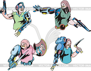 Colorful cyborgs - vector clipart