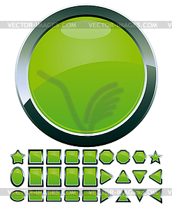 28 green buttons - vector image