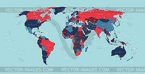 World political detailed map - vector image