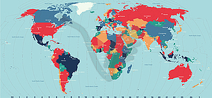 Timezone world map - vector clipart