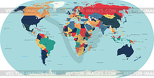 World political detailed map - vector clipart