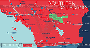 Southern California state detailed editable map - vector image