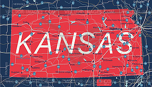 Kanzas state detailed editable map - vector EPS clipart