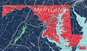 Maryland state detailed editable map - vector clip art