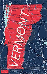 Vermont state detailed editable map - vector clip art