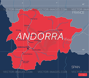 Андорра - подробная редактируемая карта страны - клипарт в векторе