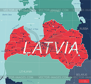 Latvia country detailed editable map - vector image