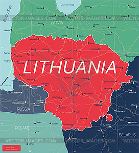 Lithuania country detailed editable map - vector clipart