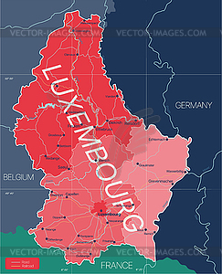 Luxembourg country detailed editable map - vector clip art