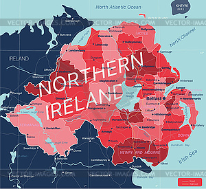 Nothern Ireland country detailed editable map - vector image