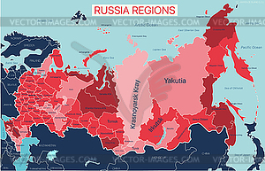 Central Asia region detailed editable map - vector clipart