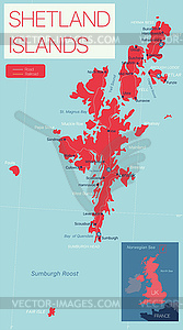 Shetland islands detailed editable map - vector clip art