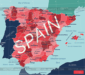 Spain country detailed editable map - vector image