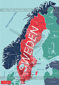 Sweden country detailed editable map - vector clipart