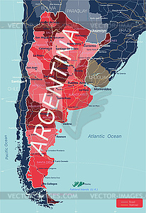 Argentina country detailed editable map - vector image