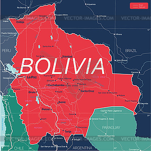 Bolivia country detailed editable map - vector clipart