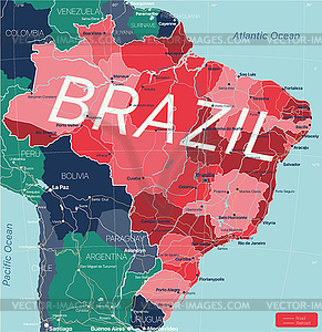 Brazil country detailed editable map - vector image