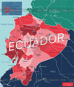 Ecuador country detailed editable map - vector clipart / vector image