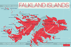 Falkland Islands detailed editable map - vector image