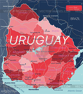 Uruguay country detailed editable map - vector clipart