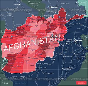 Afghanistan country detailed editable map - vector image