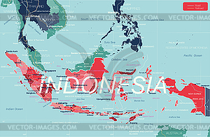 Подробная редактируемая карта страны Индонезия - векторизованный клипарт